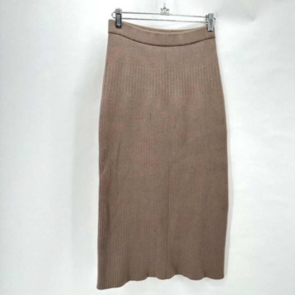Uniqlo Bodycon Pencil Skirt‎ Womens Small Brown Ribbed Knit Midi Preppy Capsule - Picture 10 of 10